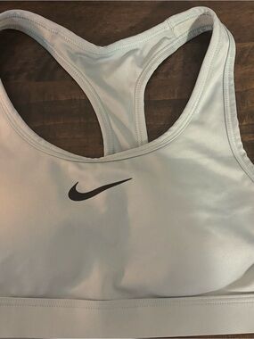 Nike Light Gray Racerback Sports Bra with Black Swoosh